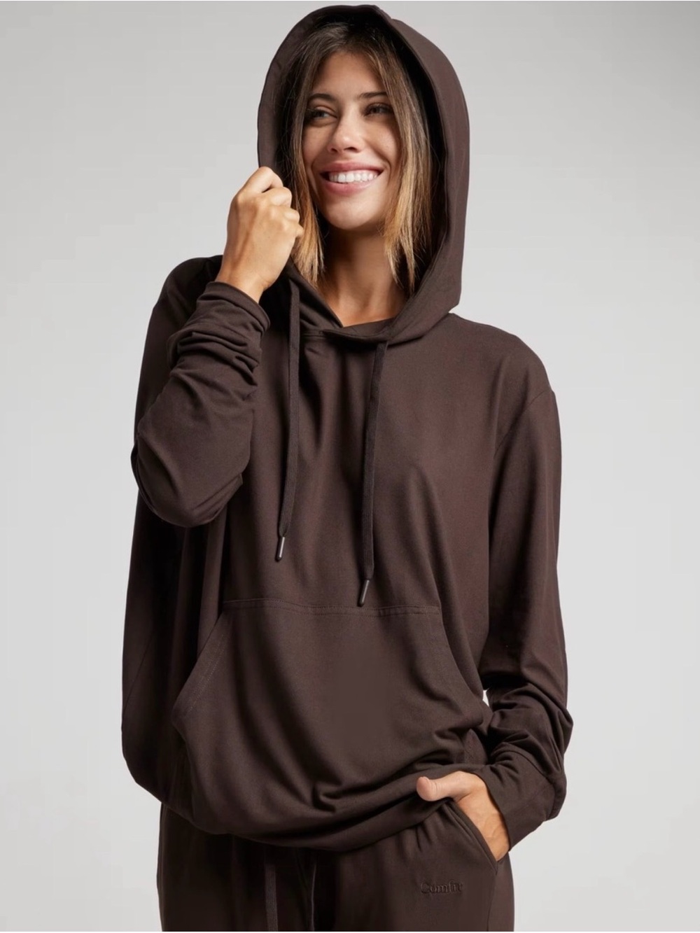 Comfrt AllDayJersey Lightweight Pullover Hoodie Brown / Espresso Size 3XL EUC
